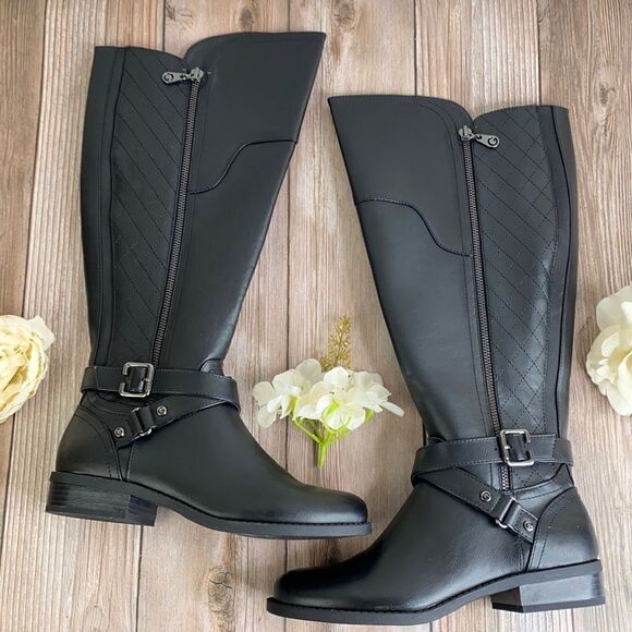 Guess Black Leather Boots 7M-WC - Picture 2 of 8